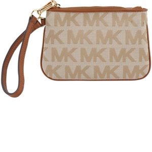 Michael Kors Mk Signature Beige Canvas Wristlet